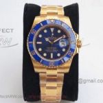 Perfect Replica VR MAX Submariner Rolex 18k Gold Oyster Band Blue Face 40mm Watch
